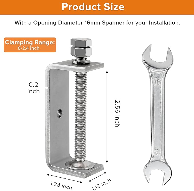 304 Heavy Duty Stainless Steel C Clamps 2 1/2 Inch Tiger Clamp Woodworking Clamp,Features Stable Wide Jaws and Protective Pads (4 Pcs)