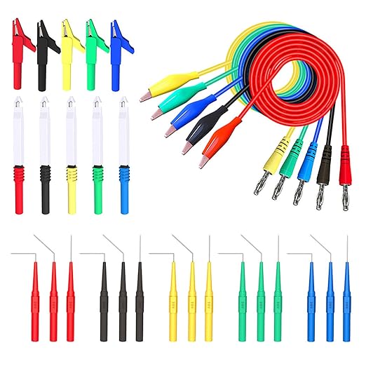Back Probe kit 30pcs, Copper Alligator Clips to Banana Plug Test Lead, Automotive Test Lead Kits for Automotive Repair and Diagnostic Circuit Testing