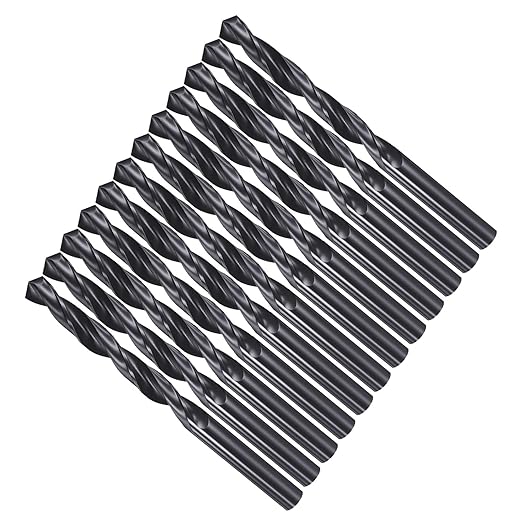 Drill Bit, 23/64" Cutting Diameter, 4241 HSS Nitriding Black 118° Cutting Angle Versatile Jobber Bits - (Applications: for Drilling Plastic Wood Soft Metal), 12-Pieces