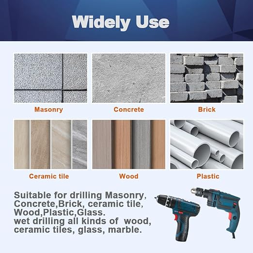 Carbide Drill Bit Set - Dry Drill Bit Set for Masonry, Concrete, Bricks, Wood, Plastic etc(10MM*5Quick-fit Shank)
