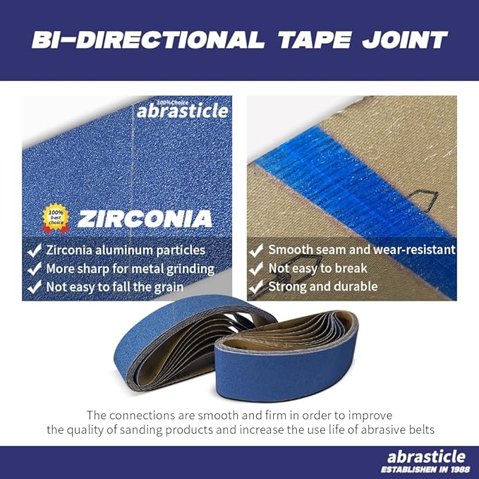 4" x 36" Zirconia Sanding Belts for Metal - 4 x 36 Inch Zirconia Metal Grinding Sand Paper, 10 PCS 2 Each of 40/60/80/120/240 Assorted Grits, Perfect for Metal Polishing, Derusting, Woodworking