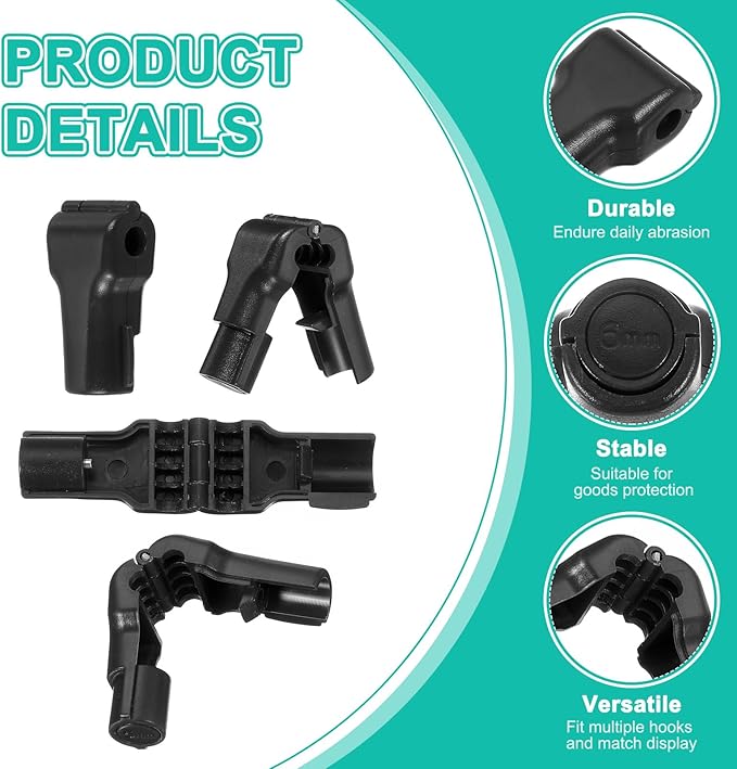 PATIKIL 6 mm Stop Peg Lock, 25 Pcs Pegboard Hooks Anti Sweep Theft Hook Locks Plastic Pegs for Mobile Accessories Shop Clothes Retail Security Display, Black
