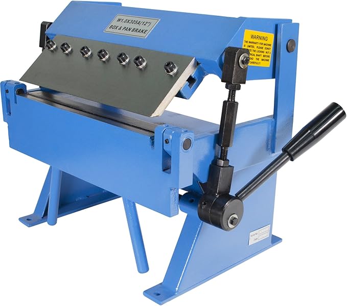Erie Tools 12" Pan and Box Brake with Adjustable Removable Fingers 20-Gauge Steel/16-Gauge Aluminum Capacity 0–135° Bend Angle Bench Top Sheet Metal Brake for Bending Forming and Fabrication