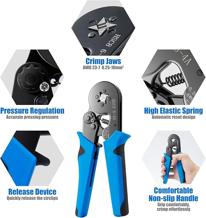 Ferrule Crimping Tool Kit, LUNEY Crimper Plier with 1250PCS Wire Ferrules Kit Wire End Terminals, Self-adjustable Ratchet Tool Set for AWG 23-7 Cable connectors, 0.25-10mm²