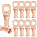 10PCS 6AWG - 5/16''Stud Heavy Duty Copper Terminals,Battery Cable Crimp Lugs,Battery Cable Ends,Bare Copper Eyelets Tubular Ring Terminals,Closed End Crimp Electric Connectors
