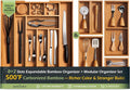 6-Piece Bamboo Drawer Organizer Set, 2.2" Deep | Multi-Use Organizers for Utensils, Silverware, Cutlery, Desk, Bathroom, Junk Drawer & Makeup, Non-Slip Feet Included.