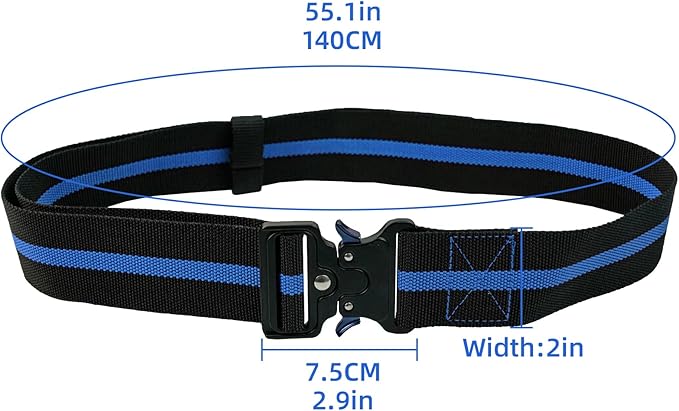MELOTOUGH 2" Nylon Web Work Tool Belt for Men with Heavy Duty Quick Release Rugged Metal Buckle outdoor men's belt Tool Belts （Blue）