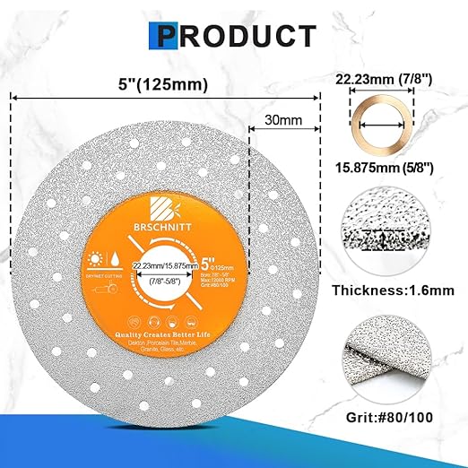 Rock Slab Grinding Disc - 5 inch Glass Cutter Disc (10pcs), Granite Cutting Disc, Diamond Grinder Wheel for Rock Slab, Stone, Tile, Marble, Granite, Glass Diamond Cutting Discs