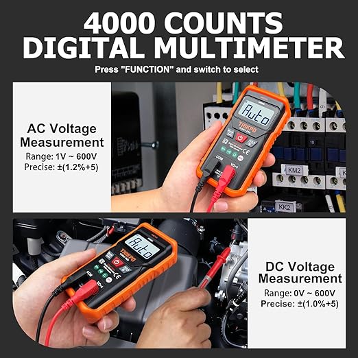 THIKPO TRMS Digital Multimeter 4000 Counts with NCV, Auto-Ranging Multimeter Measures AC/DC Voltage, Resistance, Capacitance, Continuity, Live Wire Detection, Backlight, Data Hold