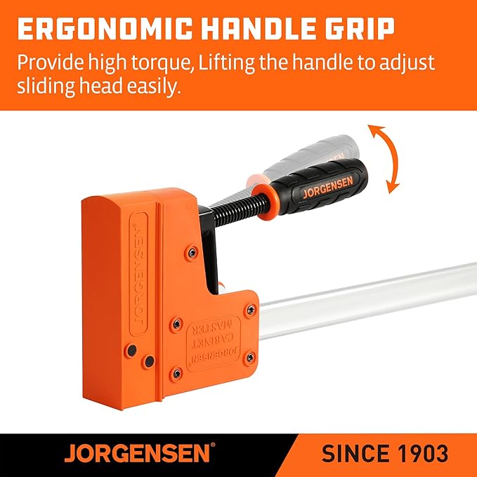JORGENSEN 24-inch Bar Clamps, 90°Cabinet Master Parallel Jaw Bar Clamp Set, 2-pack