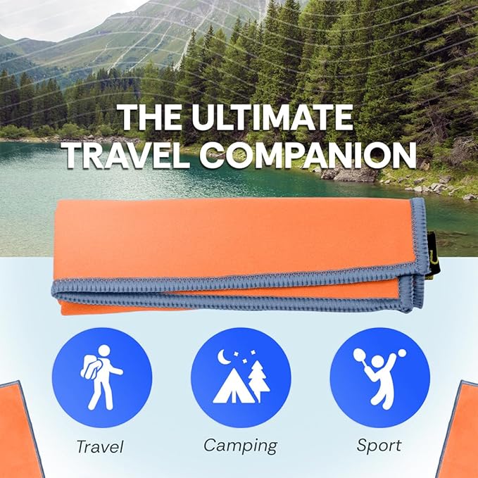 Backpacking Ultralight Quick Dry Microfiber Soft Fast Drying Hand and Face Towel Wash Cloth Camping Yoga Hiking Active Lifestyle Small (Orange, Small)