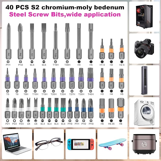 Ratchet Screwdriver Set, 42-in-1 Magnetic Bit Screwdriver Set With Detachable Ratchet Handle, Repair Tool Set for Furniture, Computers, Bicycles and DIY Project, Screwdriver Tool Kit for Women