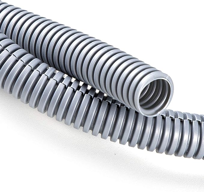 ZhiYo 20FT 1/4” Wire Loom Split Tubing Auto Wire Conduit Flexible Cover | High Temperature Heat Resistant -40F to 257F | Plastic Cover for Electrical Wires & Cables, Grey