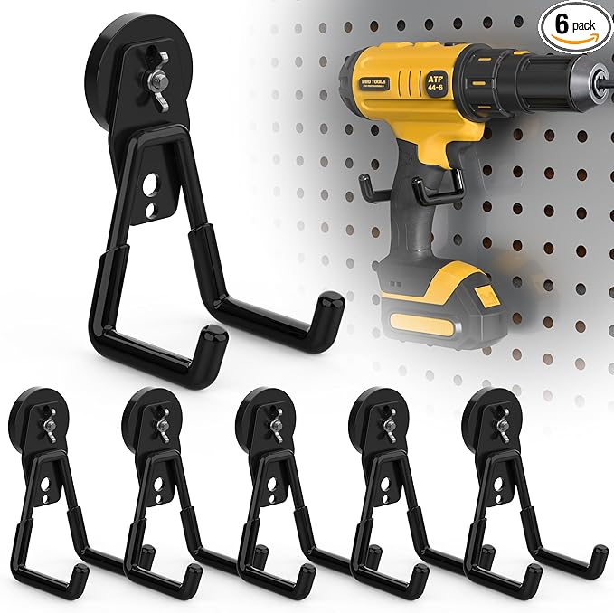 6 Pack Large Heavy Duty Magnetic Hook Extra Strong Magnetic Garage Hooks Big NdFeB Industrial Magnet Hooks Magnetic Utility Storage Holder Organization with Anti-Slip Coating for Hanging Garden Tool