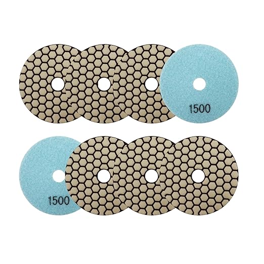 Dry Diamond Polishing Pads 4"/100mm - 8pcs Grit 1500 Polish Pad Kit for Granite Marble Artificial Stone Quartz for Angle Grinder