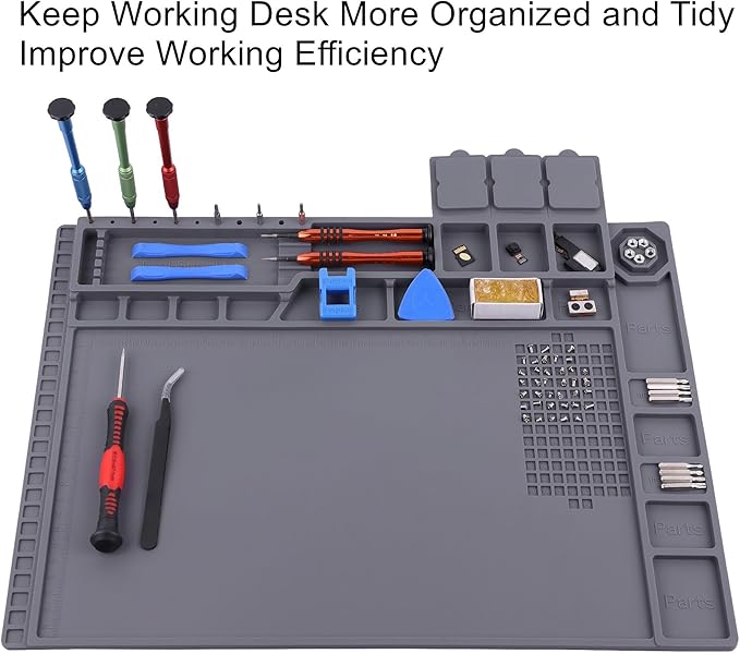 Premium Heat Resistant 932°F Magnetic Soldering Mat, 17.3'' x 11.8'' Electronics Repair Work Mat for Soldering, Electronics Computer Cellphone Repair, BGA Soldering Gun Iron Workbench Protection