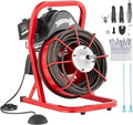 VEVOR Drain Cleaner Machine 75FT x 1/2 Inch, Sewer Snake Auger Manual Feed, 370W Electric Drain Cleaning Machine with 4 Cutters & Air-activated Foot Switch for 2" to 4" Pipes