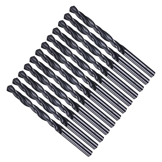 Drill Bit, 6.3mm Cutting Diameter, 4241 HSS Nitriding Black 118° Cutting Angle Versatile Jobber Bits - (Applications: for Drilling Plastic Wood Soft Metal), 12-Pieces