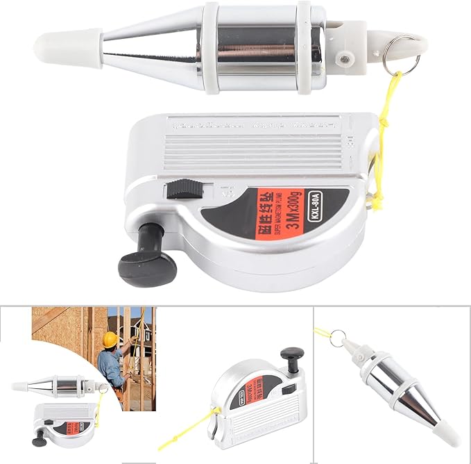 Automatic Magnetic Plumb Bob with Nylon Line Vertical Alignment Tool for Construction Wall Leveling and DIY Projects Features Locking Safety Clip Adjustable Range (3m)