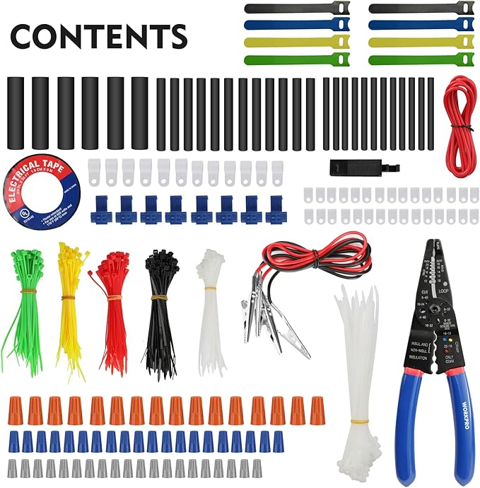 WORKPRO 582-piece Crimp Terminals, Wire Connectors, Heat Shrink Tube, Electrical Repair Kit with Wire Cutter Stripper