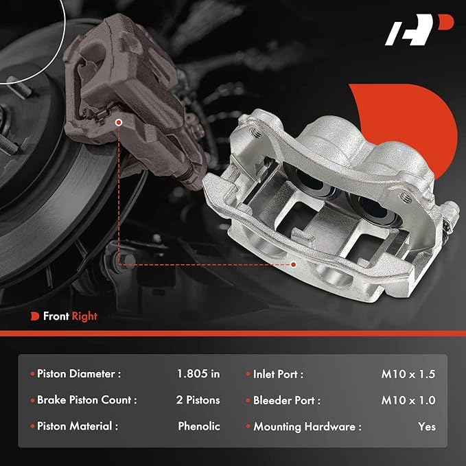A-Premium Disc Brake Caliper Assembly with Bracket Compatible with Select Chevy, Pontiac and Saturn Models - Equinox 2005-2006,Torrent 2006, Vue 2004-2007 - Front Right Passenger Side