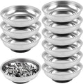 FUNSUEI 10 Packs 6 Inches Magnetic Tray, Stainless Steel Magnetic Bowl, Round Magnetic Parts Tray for Pins, Screws, Bolts, Nuts, Small Parts