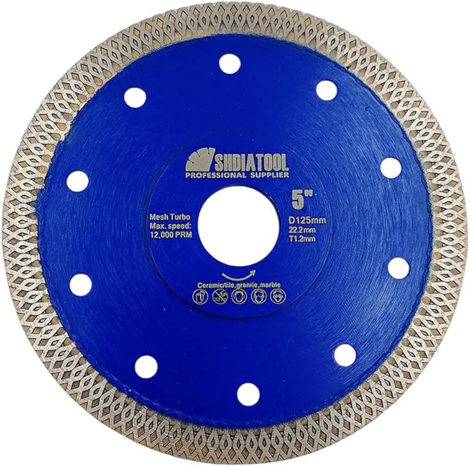 SHDIATOOL 5 Inch Diamond Saw Blade Cutting Porcelain Tile Ceramic Granite Marble Brick