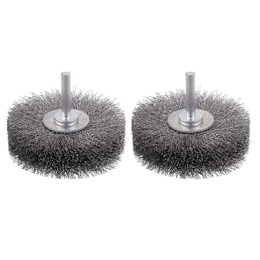 Rocaris 2 Pack Wire Wheel Brush Wire Wheel Brush for Drill Attachment, 3 Inch Heavy Duty Wire Brushes Removal Paint Rust & Corrosion, 0.0118" Carbon Steel Wire, 1/4in Shank, 20000RPM
