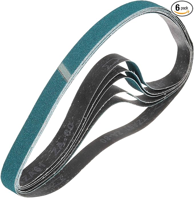 HARFINGTON 2 x 36 Inch Sanding Belts, 6 Pcs 80 Grit Zirconia Abrasive Belt Sander File Belt for Woodworking, Metal Polishing, Knife Sharpener