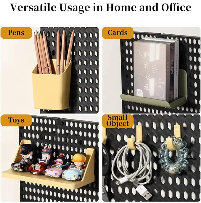 Pegboard Wall Organizer Combination Kit, Wall Organizer with 4 Pegboards and 20 Accessories Hanging, Wall Mounted Peg Board Display Panels for Home and Office - 19.5” x 9.5” (White and Black)