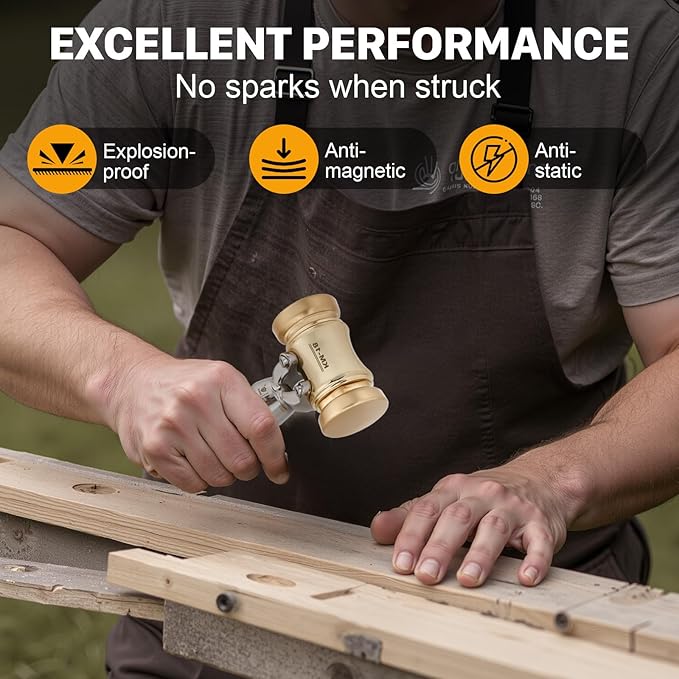 HONGDUI Wooden Mallet, Woodworking Brass Chisel Mallet, Woodworking Tools Wooden Hammer Carpentry Tools for Floor Furniture Tile
