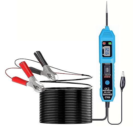CT03 Power Circuit Tester, 6-24V DC Test Light Short Circuit, Automotive Component Electrical Polarity Identify Continuity Tester, Overload Protection