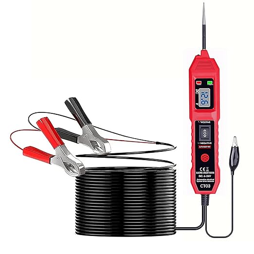 CT03 Power Circuit Tester, 6-24V DC Test Light Short Circuit, Automotive Component Electrical Polarity Identify Continuity Tester, Overload Protection