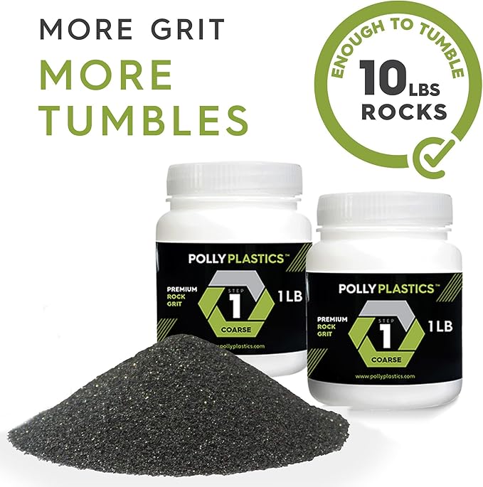 Polly Plastics Rock Tumbler Media Grit Refill, Coarse 60/90 Silicon Carbide Grit, Stage 1 for Tumbling Stones (2 Pack) (2 lb.)