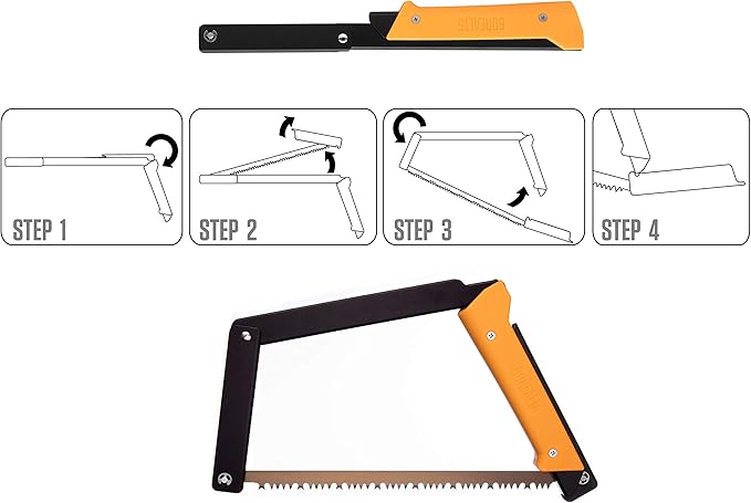 AGAWA - BOREAL15 -> 15 Inch Folding Bow Saw (Black Frame - Yellow Handle - All Purpose Blade)