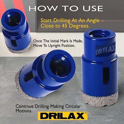 Drilax Pro Series 1-1/4 Inch Diamond Hole Saw for Angle Grinders | 1-3/8" Depth | 5/8"-11 Thread | Ideal for Faucets, RO Filters, Grab Bars & Dry Drilling | Long Life