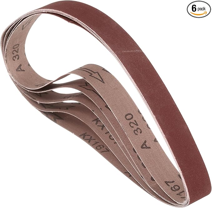 6 Pcs Sanding Belts 2 x 42 Inch 320 Grit Aluminum Oxide Abrasive Sandpaper for Belt Sander Metal Grinding Wood Working Weld Rust Removal