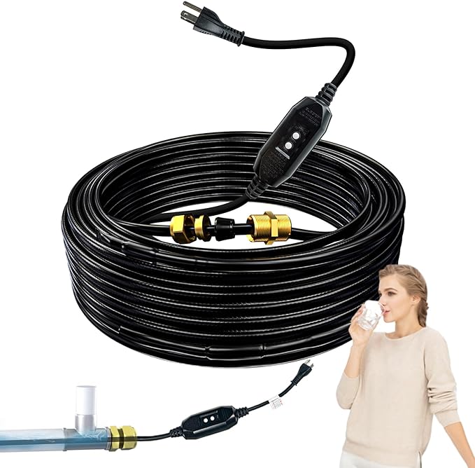 HEATIT Heat Cable for Drinking Water Supply Self Regulating in Pipe Heat Tape NSF/ANSI/CAN 61 Certified Pipe Freeze Protection 120V, 30FT