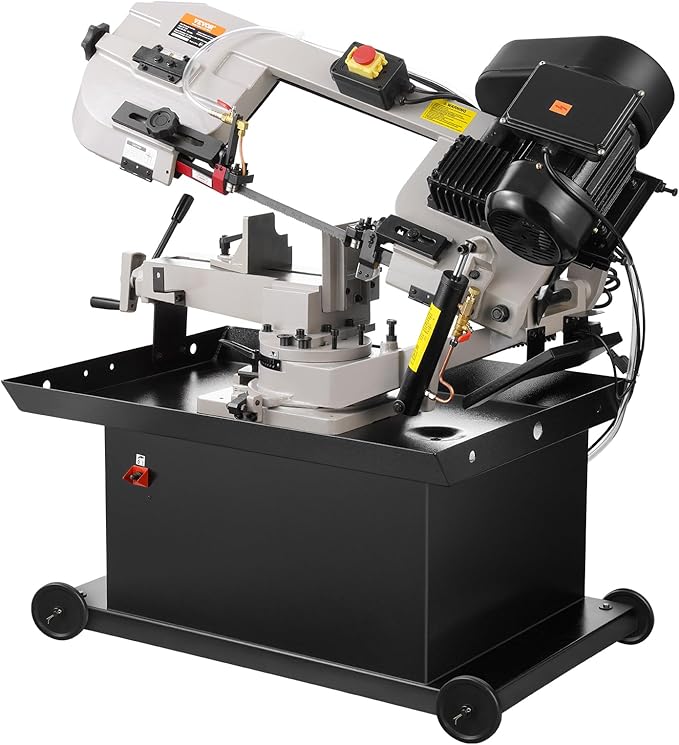 VEVOR Metal Horizontal Band Saw, 7 x 8.25 in Rectangular Cutting Capacity, 110/220V Vertical Cutting Bandsaw with 1.1 kW Motor, 0-45° Angle Adjustment, Variable Speed, for Metal, Wood, and Plastic