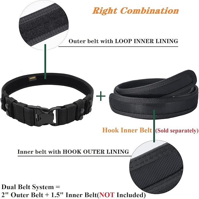 Duty Belt w/ 4 Keepers 2" Nylon Stiff Utility Belt Police Law Enforcement Security Work Patrol Gear Carrier S