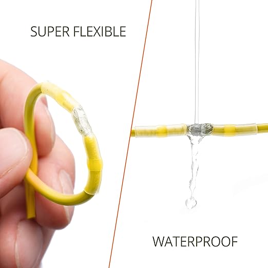 Wirefy 100 Pieces Electrical Heat Shrink Solder Lugs - Waterproof Electrical Terminals - Waterproof End to End Connection - Yellow 4-6mm²