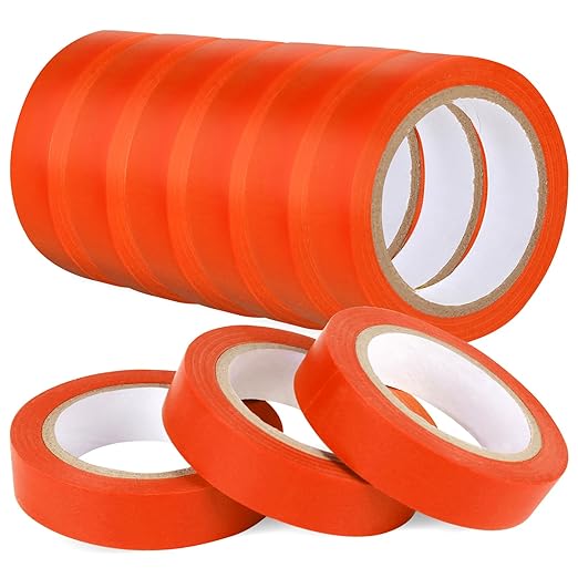 Romeda 9 Pack Electrical Tapes, Electrical Tape Water, Sun, and Oil Resistant, Electrical Tape is Suitable for Most Domestic, Commercial, and Industrial environments - Orange