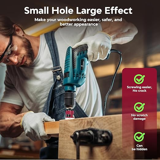 Countersink Drill Bit Set for Wood,7 PCS Counter Sink Drill Bit with HSS Tapered Drill Bits and 1/4" Hex Shank Quick Change for Woodworking with Storage Box