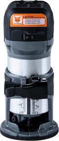 FoxAlien 1HP 710W 65mm Diameter Compact Palm Router for CNC Woodworking,6 Variable Speeds Max 30000 R/MIN Wood Trimmer with 1/4” Collet (110V)