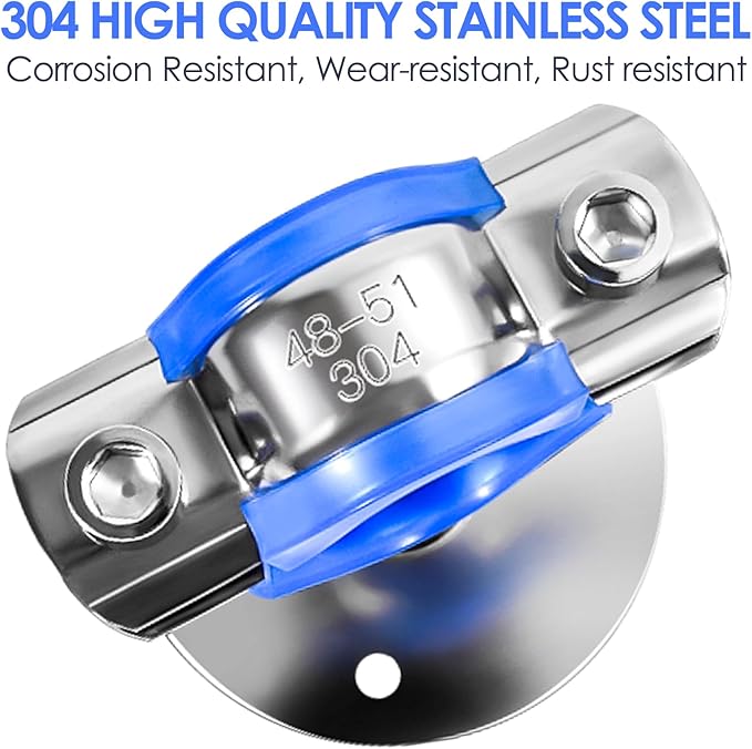 Adjustable Pipe Support Bracket 304 Stainless Steel - Wall Mount Pipe Support Heavy Duty Pipe Bracket Clamp with Screws 2PCS Pipe Strap Clamp for OD Pipe 48-51mm