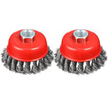 4" Wire Wheel Cup Brush, Coarse Twisted Knotted Wire Wheel for Angle Grinder, 5/8 Inch-11 Threaded Arbor, 0.020" Carbon Steel Wire Brush for Grinder, Heavy Cleaning Rust, Abrasive. (2)
