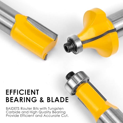 Router Bits Set 1/2 Inch Shank - BAIDETS 12 Pieces 1/2" Tungsten Carbide Router Bits, Woodwork Tools