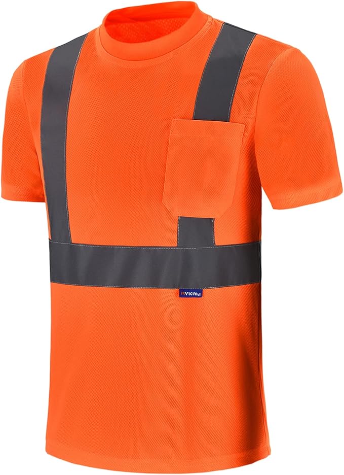 AYKRM Safety T Shirt Reflective High Visibility hi vis Long Sleeve T Shirt (XS-6XL)