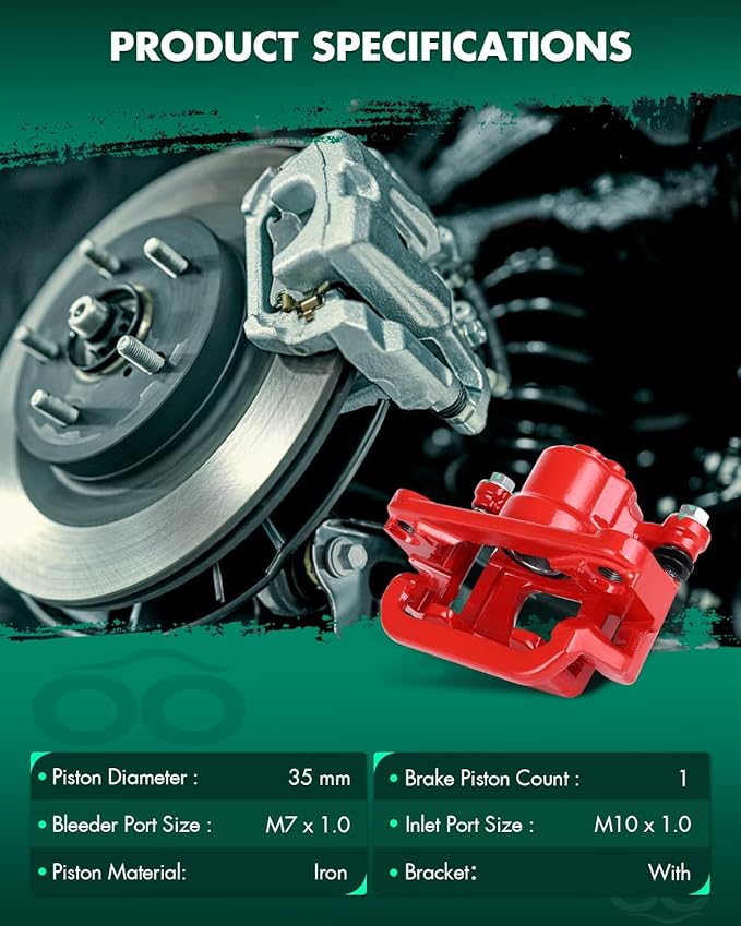 SCITOO 19-B2780A 19-B2781A Disc Brake Calipers Assembly with Bracket Red Fit For Nissan Altima 2007-2012,For Nissan Juke 2011-2017,For Nissan Maxima 2007-2008,For Nissan Sentra 2011-2012 2014-2016