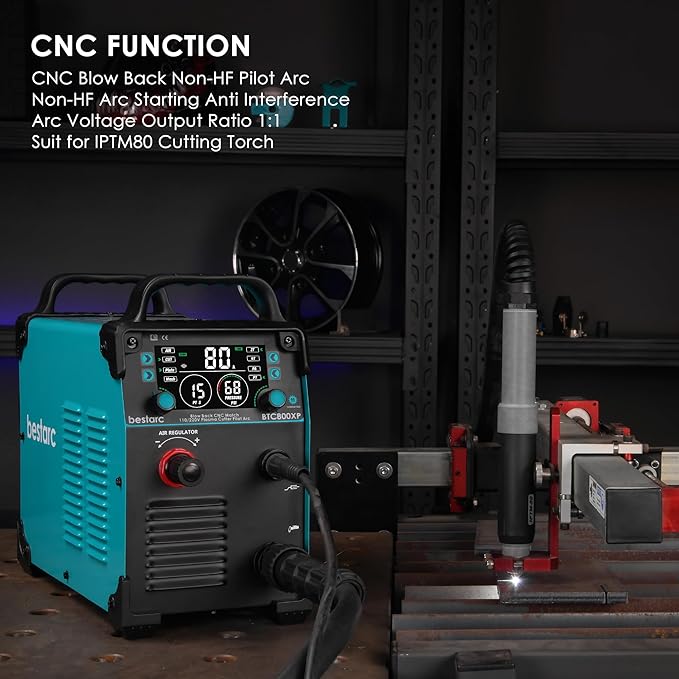 Plasma Cutter, [Blow Back Pilot Arc][Large LED][Air Sensor] 80Amp Non-HF CNC bestarc Plasma Cutter Machine 110V/220V Dual Voltage, 5/8" Clean Cut 1.57" Max Cut, PA/PT, 2T/4T for Beginners DIY